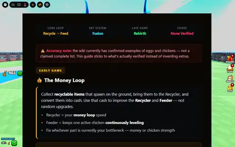 Grow a Chicken Fighter early money loop while ranking fighters for PIT and Tower